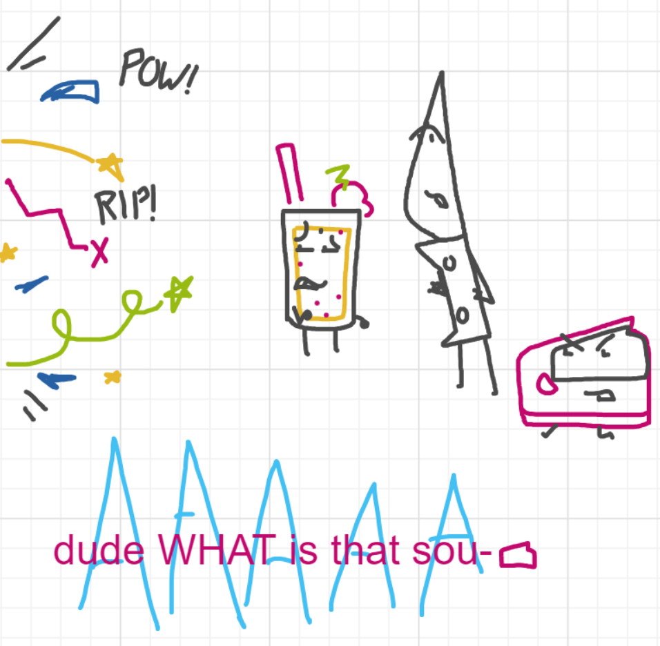 A panel from Running Duos, episode four of the Board Boards object show by Furretwalk/WalkingFurret.